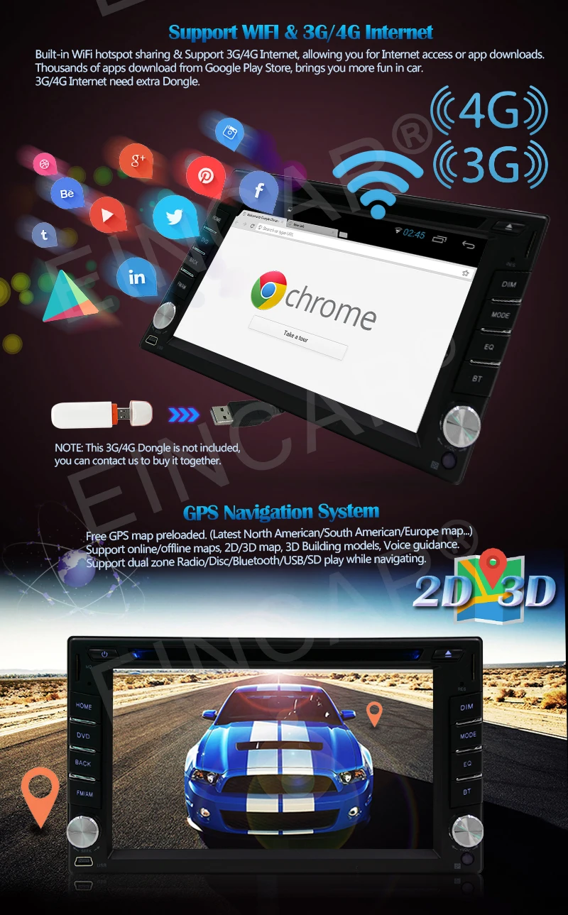 Clearance 2 Din Android 6.0 Car Stereo headunit car pc gps DVD Player In Dash GPS Navigation Headunit Car Deck Radio Receiver WiFi+Camera 5