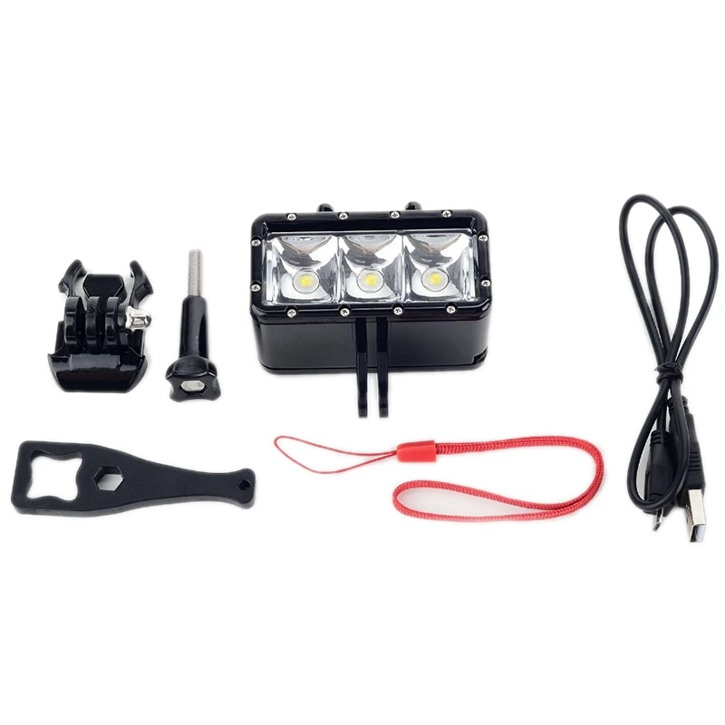 

Waterproof Diving Underwater 3 Led Video Light W/ Battery Suitable For He-ro Hd 4 3+ 3 2 Sj400