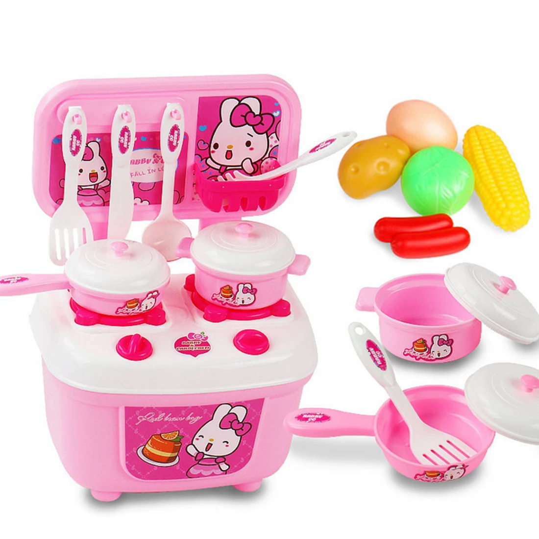 16Pcs Kids Cooking Play Plastic Dining Table Kitchen Pretend Play Early