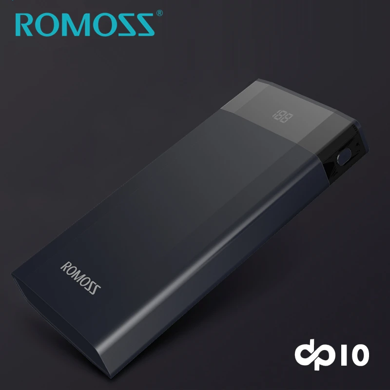 ROMOSS 10000 мАч DP10 внешний аккумулятор Quick Charge 3 0 светодиодный дисплей 2 USB QC3.0|original