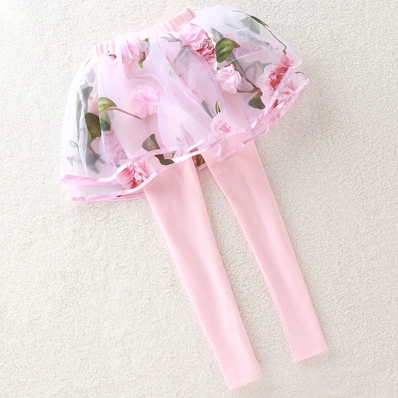 Tiulowa Spódnica Legging Na Dziewczynę GirlsLeggings Koronki Kwiatowy Drukowane Duże Dzieci Spódnica Legging Szczupłe Spodnie dziewczynka spodnie legging YL20