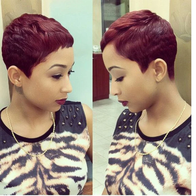 Short Straight Hair Burgundy Wig Fashion Haircuts For Women Short Straight Hair Burgundy Wig Fashion Haircuts For Women Wine Red Perruque Synthetic