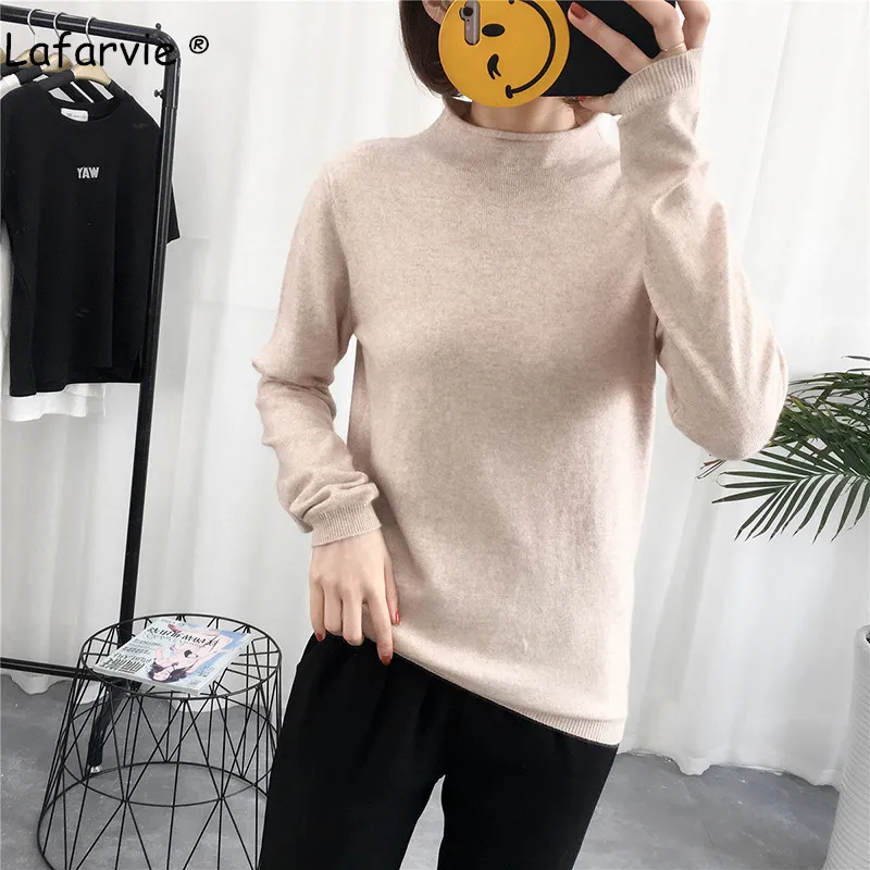 Lafarvie Turtleneck Knitted Cashmere Sweater Women Autumn Winter Full Sleeve Casual Loose Pullover Female Solid Color Jumper Lafarvie Turtleneck Knitted Cashmere Sweater Women Autumn Winter Full Sleeve Casual Loose Pullover Female Solid Color Jumper