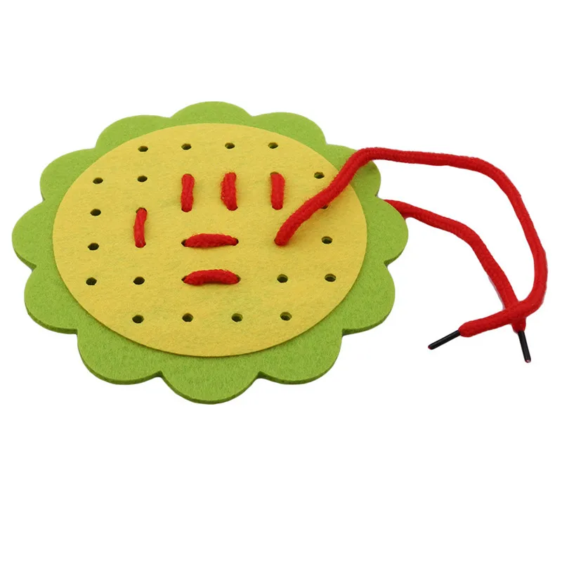 

Diam Sunflower Non-woven Thread Piercing Wear Laces Children Basic Survival Skills Training Toys Puzzle Games Teaching Aids