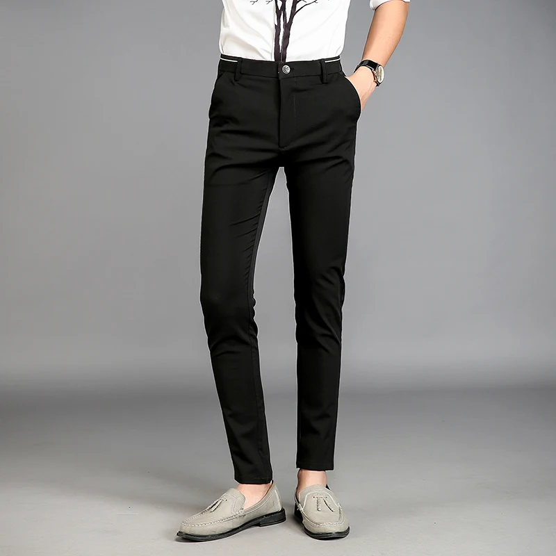 Fashion Ankle Length Black Suit Pants Fit Men Trousers Men Casual Pants ...