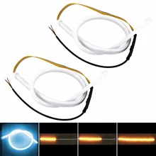 

2x Car-styling Car Auto Cool Blue Amber White Sequential Flow Strip LED Flexible DRL Headlight Turn Signal Switchback Light Lamp