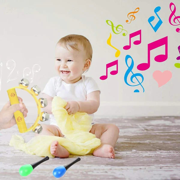 10 шт. яркие цветные колокольчики сани колокольчики инструмент на деревянной ручке для маленьких детей Детские музыкальные игрушки