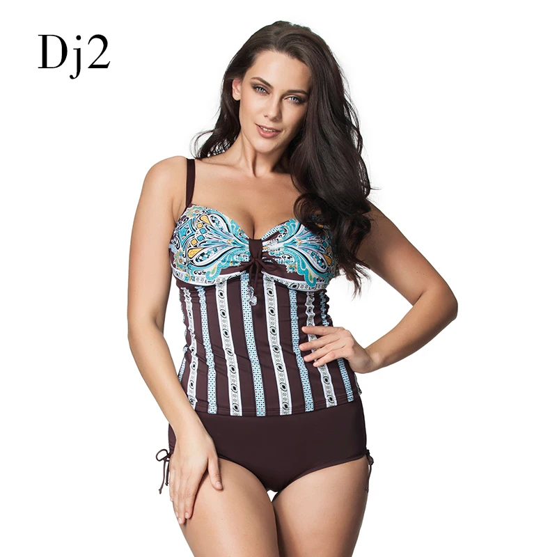 Горячая Распродажа полосатый купальник бандо женский танкини размера плюс из двух частей купальник винтажный Ретро купальник с принтом Пляжная одежда