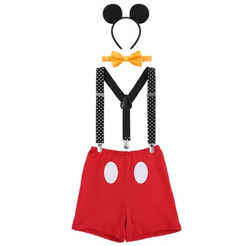 

Cute Baby Cake Smash Outfit Mickey Mouse Cosplay Costumes for Boy and Girls Birthday Party Photography Prop Unisex Baby Clothes