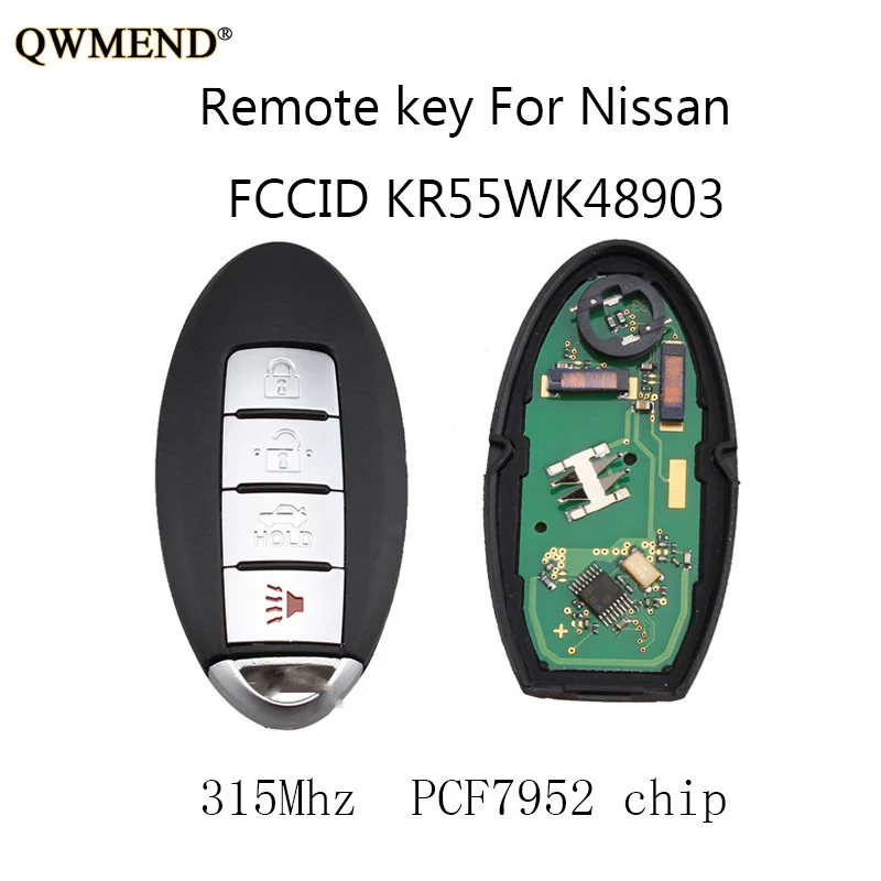 Qwmend 4 кнопки 315 МГц Автомобильный Брелок дистанционного управления с ключом "сделай сам" для Nissan Altima Maxima Murano 2007 2008 2009 2010 2011 2012 PCF7952 чип