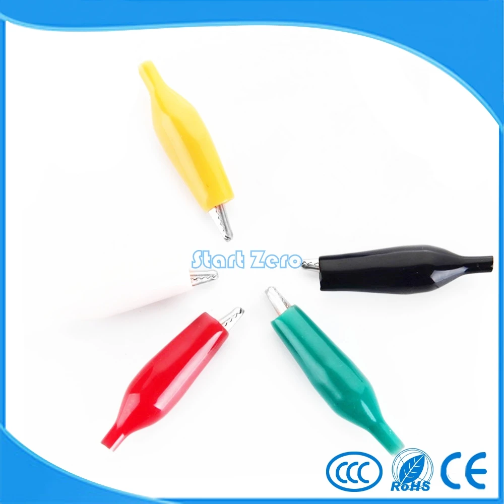 

100PCS Alligator Clip crocodile electrical Clamp FOR Testing Probe Meter 35MM 5Color Plastic Boot