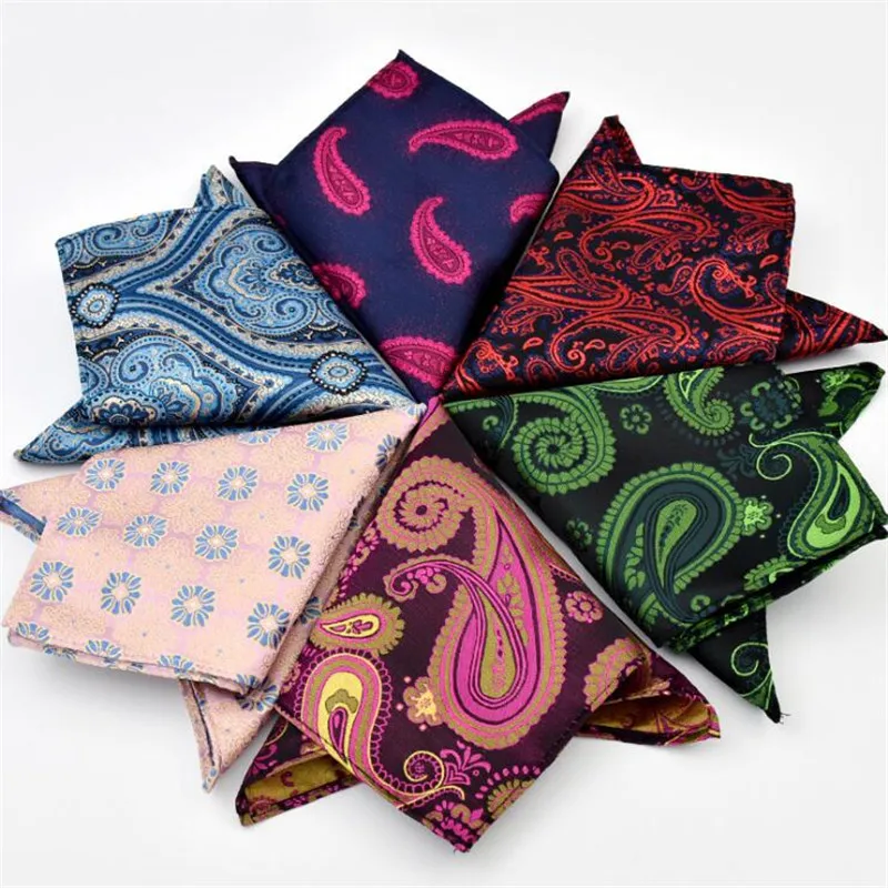 Новый Для мужчин платье Hankerchief шарфы Винтаж Linen Paisley платки Для мужчин карман квадратный цветок платки 23*23 см