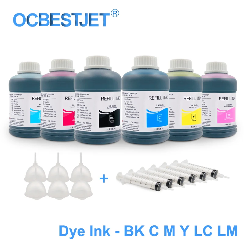 

6x250ML Universal Dye Ink Refill Ink Kit For Epson SureLab D700 For Fuji DX100 Stylus Pro 7600 9600 7000 7500 9000 10000 10600