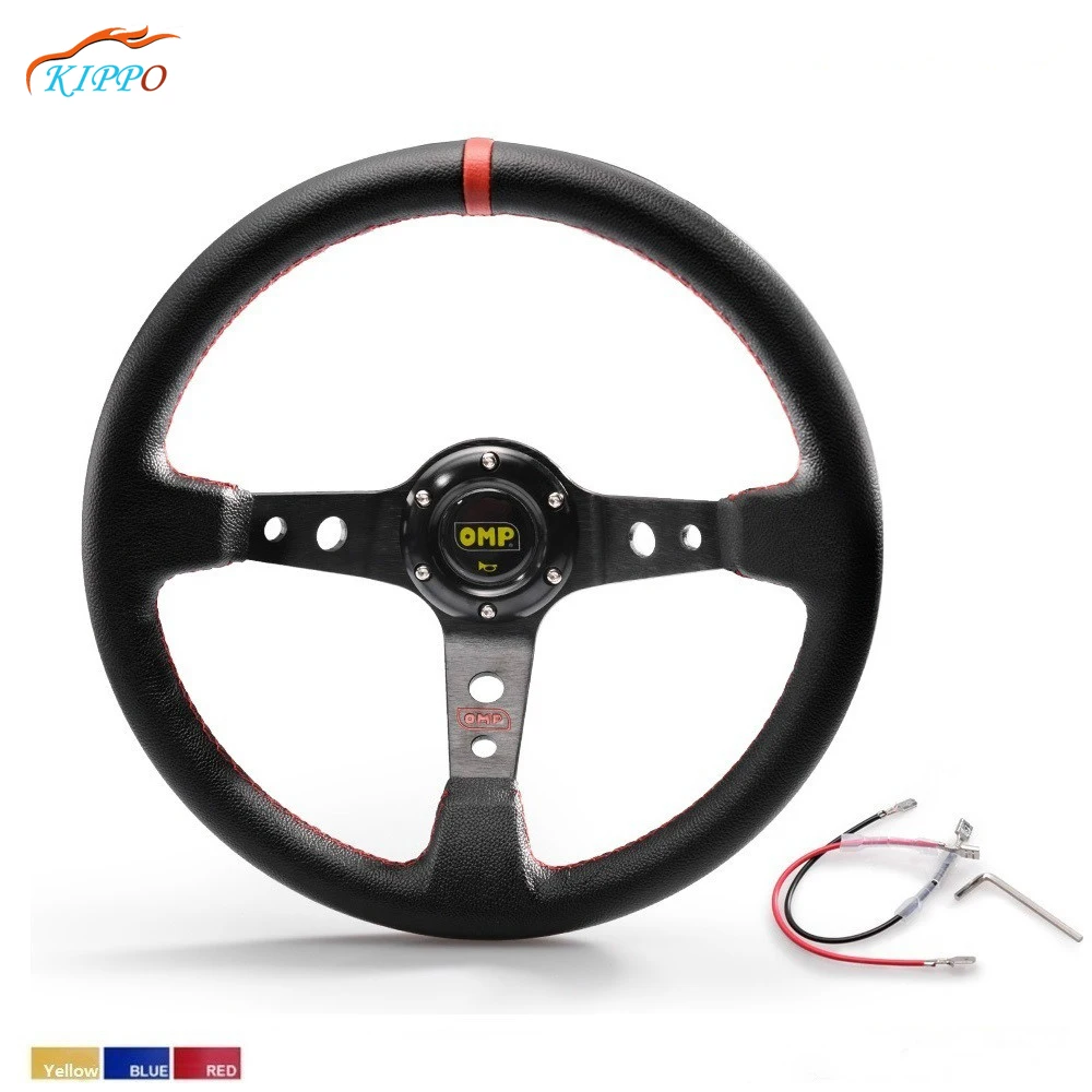 

KIPPO Sport Racing Steering Wheel 350MM PVC Deep Dish Drifting Aluminum Frame Quick Release Omp Volante Deportivo Esportivo Momo