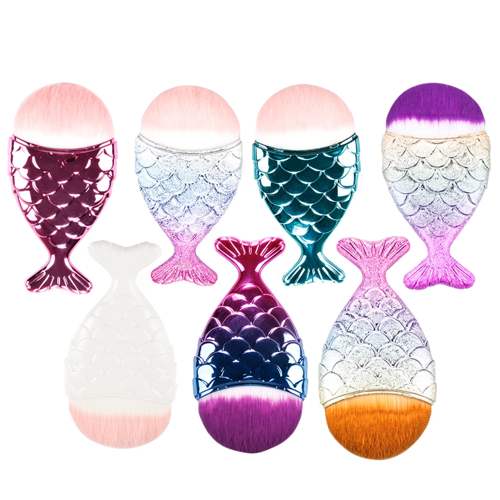 

Clearance Cosmetic Mermaid Brush Professional Powder Makeup Brushes Set Maquiagem Foundation Contour Fish Brush pincel sereia
