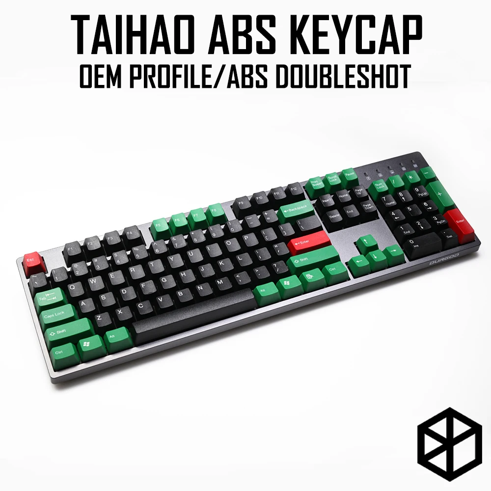 

taihao abs double shot keycaps for diy gaming mechanical keyboard color of green black red for 104 ansi 87 tkl poker gh60