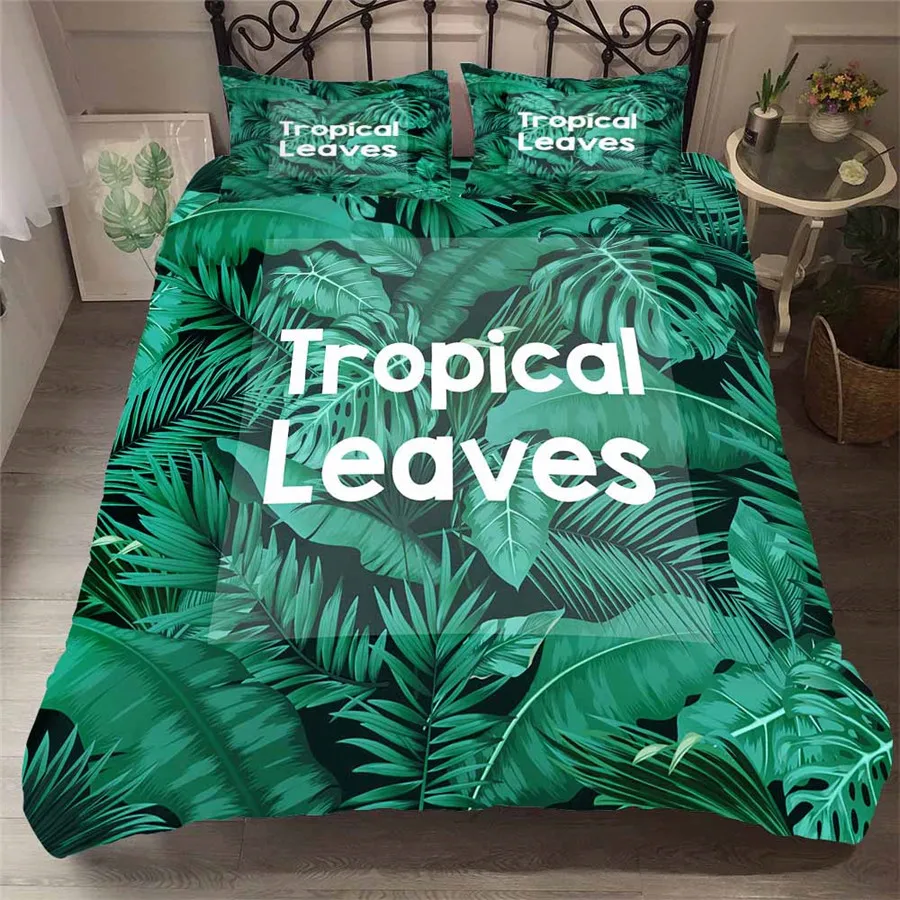 

A Bedding Set 3D Printed Duvet Cover Bed Set Tropical Green Plant Home Textiles for Adults Bedclothes with Pillowcase #RDZW09