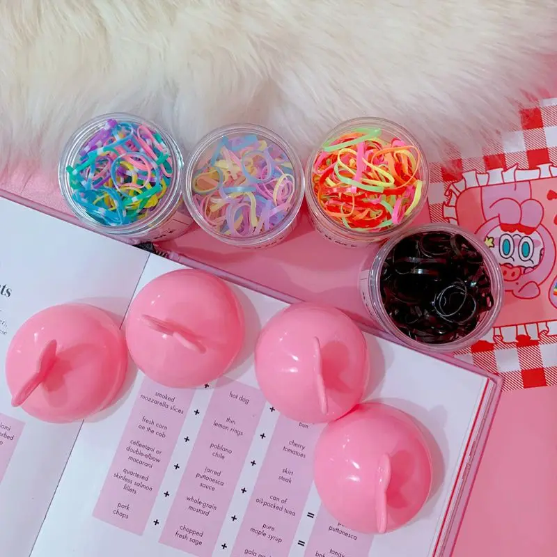 Baby Girls Elastic Rubber Band Sweet Macaron Candy Color Hair Ropes Colorful Mini Ponytail Holder Tie Gums Rings With Clear Box
