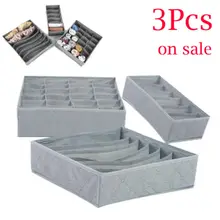 3 unids/set cajón plegable organizador caja de almacenamiento para sujetadores lazos ropa interior calcetines bufanda cajón organizadores gris