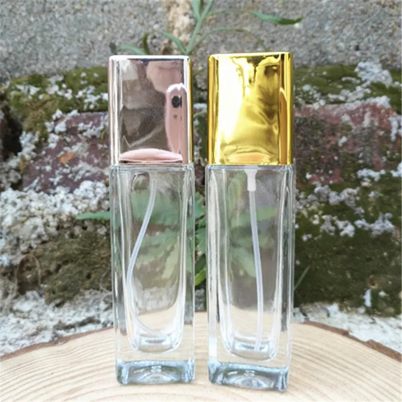30 ملليلتر مربع الملء عطر زجاجة مع الذهب والفضة غطاء واضح زجاج زجاجة عطر العطر صالح 10 قطعة/الوحدة p150