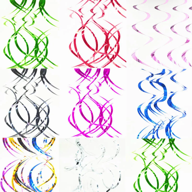 

Hanging Sequins Color bar Birthday Party Supplies Foil Banner Shining Laser Spiral Spiral Ribbon Ornaments PVC Home Decorations