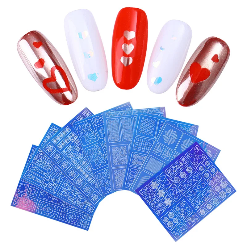 

1 Sheet AB Color Nail Vinyls Glass Paper Christmas Manicure Hollow 3D Adhesive Sticker Nail Art Decoration Accessory