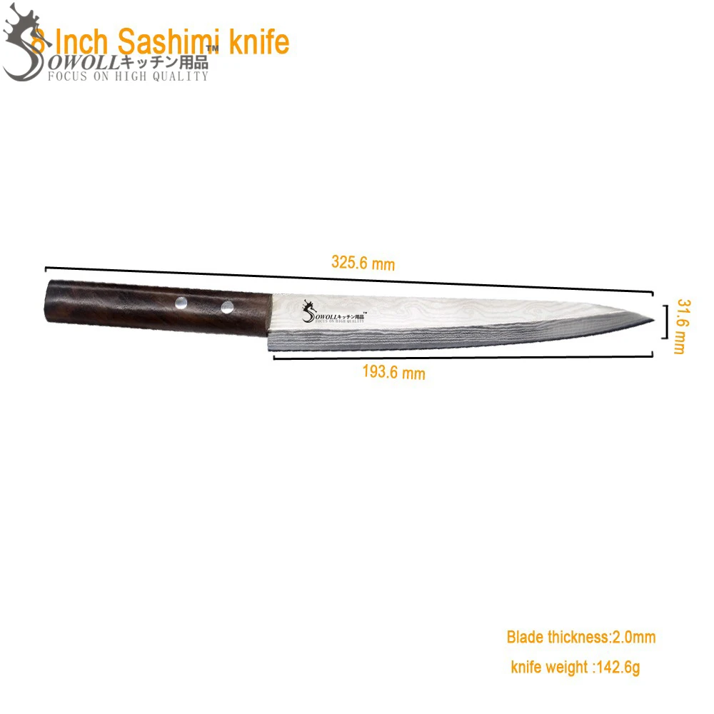 Sowoll Kitchen Stainless Steel Knife 8 inch 5Cr15mov Stainless Steel Non-slip Handle Sashimi Knife Sushi Meat Fish Cooking Tool Sowoll Kitchen Stainless Steel Knife 8 inch 5Cr15mov Stainless Steel Non-slip Handle Sashimi Knife Sushi Meat Fish Cooking Tool