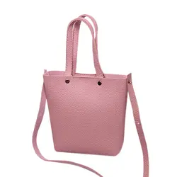 FGGS Мода личи зерна из искусственной кожи Малый Для женщин ведро сумки женские мобильного плечо сумка (розовый)