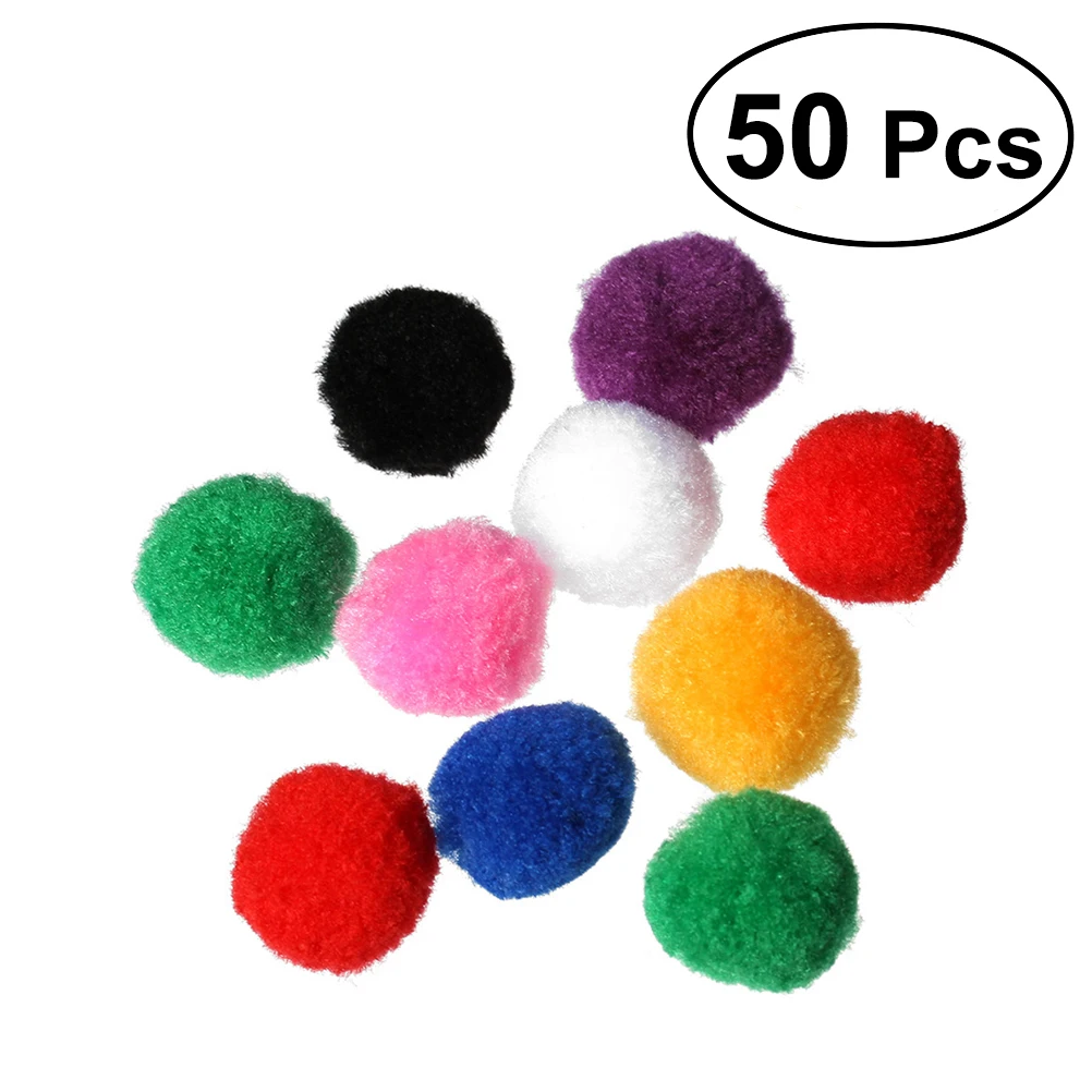 

50pcs 4cm Assorted Pom Pom Colorful Fluffy Craft Pom Poms Ball for DIY Creative Decoration Hanging Pon Pon Decor for Kids Baby