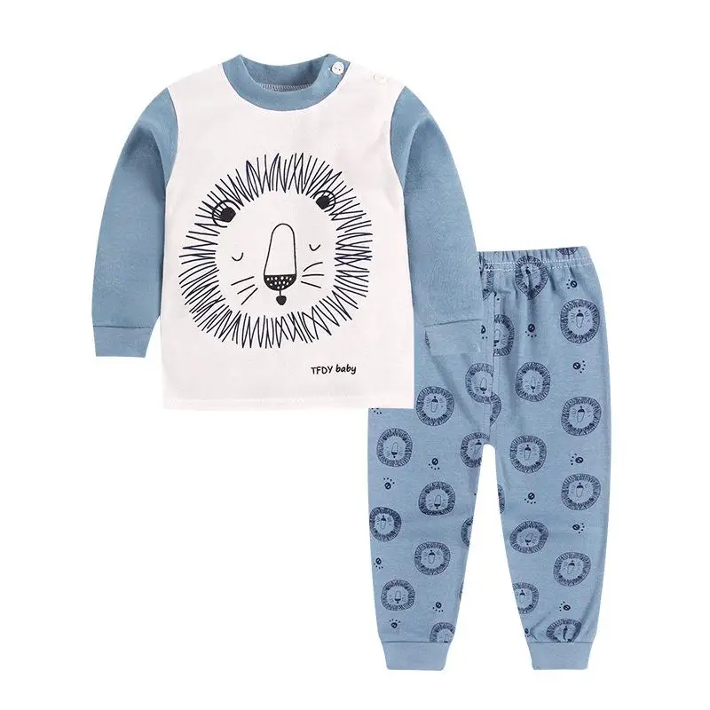 Хлопковая одежда для малышей, футболка с длинным рукавом, топ+ штаны, комплект одежды, нижнее белье для маленьких мальчиков и девочек, 2 предмета - Цвет: p10