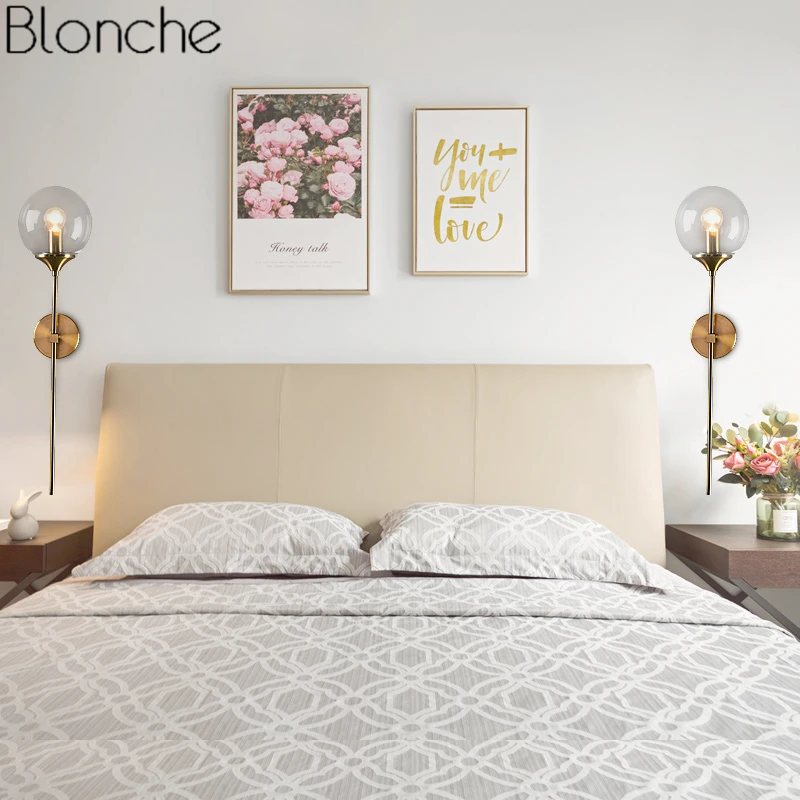 Lâmpada de Parede de Vidro Luminárias para Home Adesivos de Parede do Banheiro Ouro Moderna Levou Decor Quarto Espelho Luzes Nordic Luminária Interior E14 4 Lâmpada de parede vidro moderno ouro led