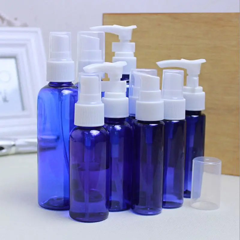 

30ml-100ml Plastic Refillable Pump Lotion Bottle Travel Empty Cosmetic Container Blue Spray Bottle Perfume Refillable Bottles