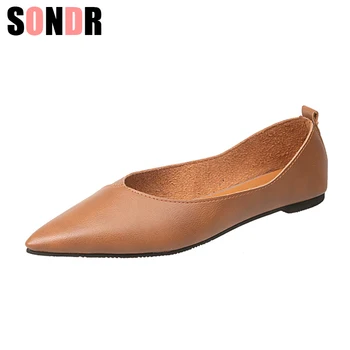 

New Women Flats Fashion High Quality Basic Pointy Toe Ballerina Ballet Flat Slip On Shoe size35-40