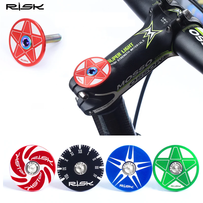 

RISK 1 1/8" Bicycle Flat head Headset Cover Personalise CNC Bike Stem Top Caps With Bolts For 28.6mm Front Fork Cycling Parts