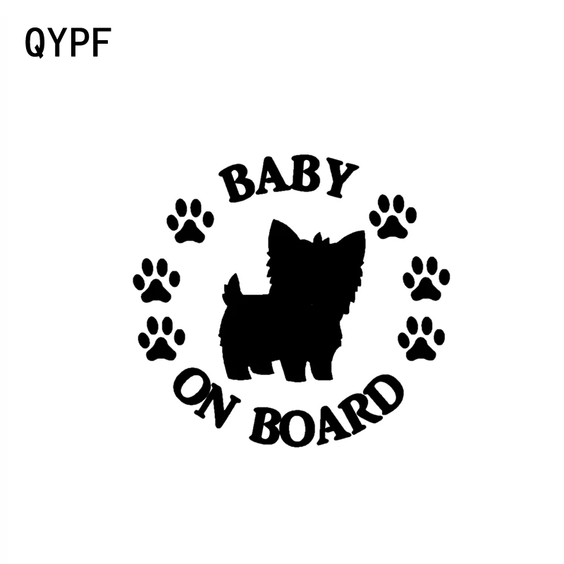 

QYPF 10.2CM*9.4CM BABY ON BOARD Terrier Dog Vinyl Motorcycle Car Sticker Decal Black Sliver C14-0223