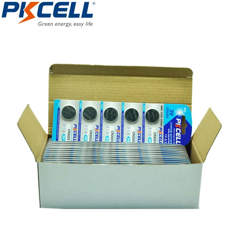 

75Pcs PKCELL CR2025 dl2025 3v cr 2025Lithium Button Cell Battery For Watches Clocks Calculators Toys