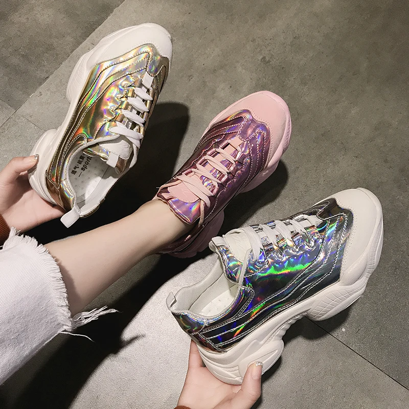 

2019 New Fashion Whiter Platform Sneakers Spring Ladies Causal Shoes Woman Leather Platform Shoes Women Sneakers Chaussure Femme