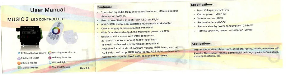 20 клавиш 24 клавиши 2,4G музыкальный контроллер DC12-24V RGB звук чувствительный дистанционный музыкальный 2 для 5050 3528 Светодиодный светильник