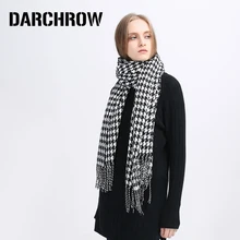 DARCHROW White Black Plaid Tassel Scarf Warm Cozy Thicken Scarf Blanket Lady Women Checked Tartan Scarf Wraps Shawl