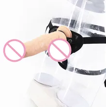 Marital Intercourse Strap On Dildo Penis With Textured Shaft Strong Suction Wearing Penis Belt Lesbian Adult