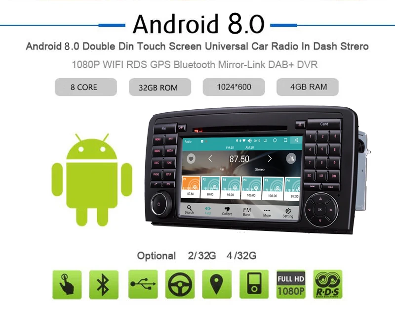 Discount Android 2 Din 7inch DVD Car Audio Navigation System For Benz R W251 R280 R300 R320 R350 R500 With Standard Car Multimedia Player 1
