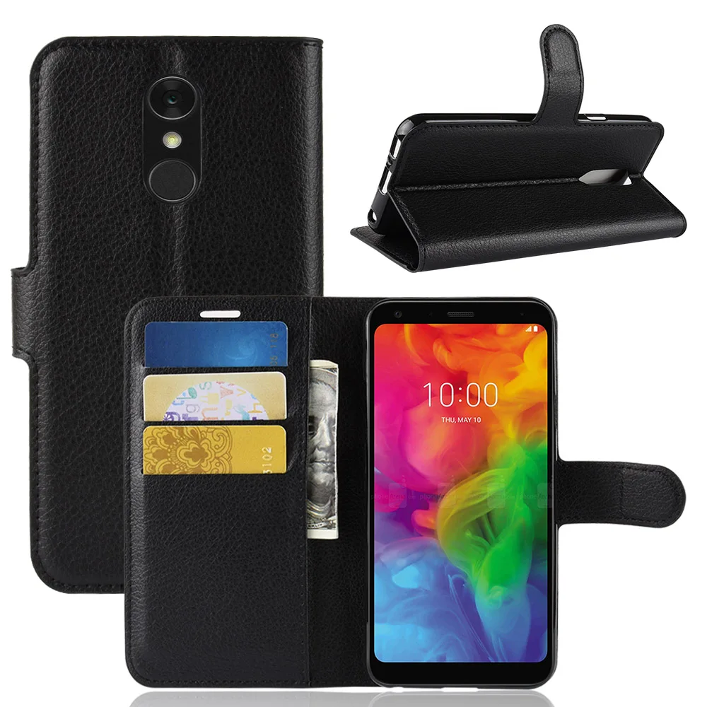 

YINGHUI For LG Q7 Phone Case Luxury Flip PU Leather Soft TPU Back Cover For For LG Q7 Cases Stand Wallet Style Holster Bag