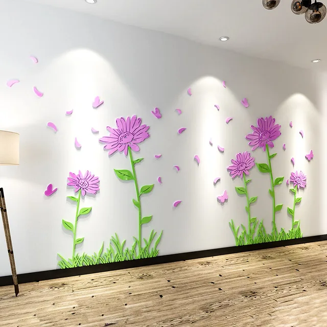 Beautiful Sunflowers Design Acrylic Wall Sticker 3D Stickers For Living Room Kitchen Kindergarten Decoration Beautiful Sunflowers Design Acrylic Wall Sticker 3D Stickers For Living Room Kitchen Kindergarten Decoration