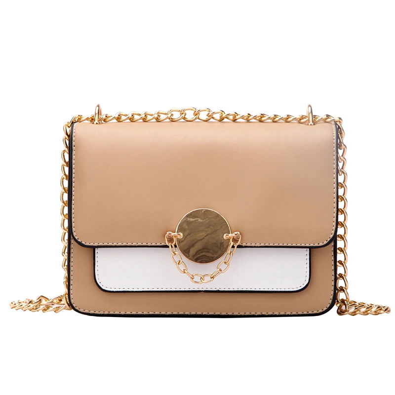 

Hot Crossbody Single Shoulder Bag Magnetic Buckle Handbag with Golden Chain Strap for Women Girls BVN66