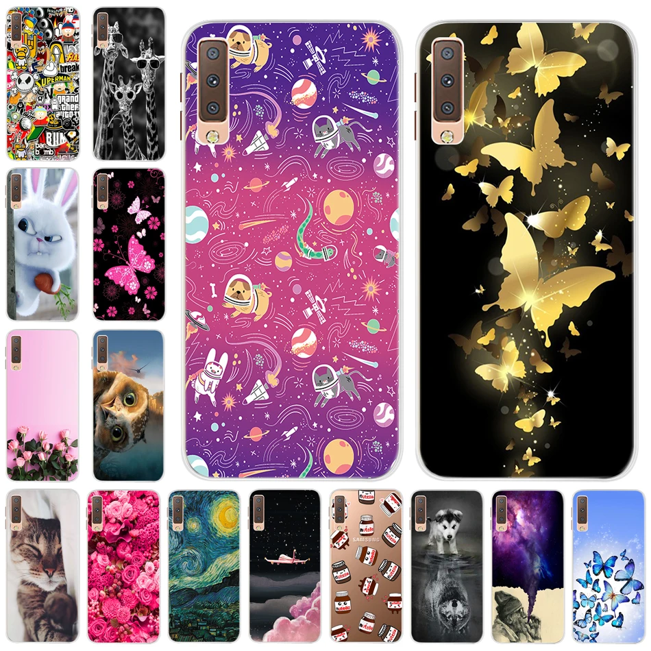 Nws soft Cases For Samsung Galaxy A7 2018 Phone Cover Silicone Printing