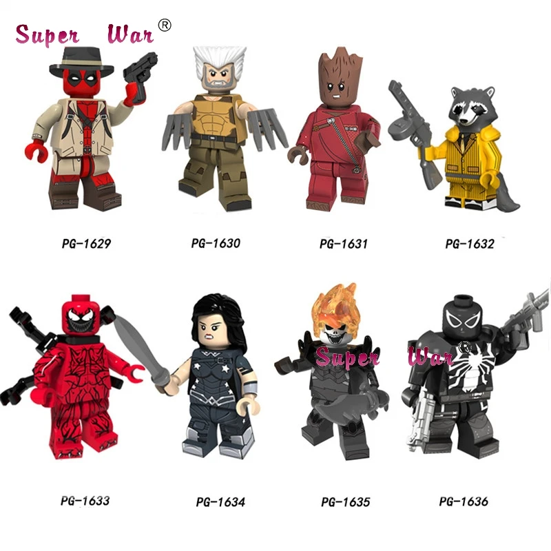 

Single Deadpool Wolverine Venom Tree Man Rocket Raccoon Ghost Rider Wonder Woman Figures building blocks toy for children