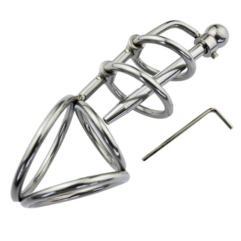 Male metal penis ring stainless steel scrotum bondage weight ball stretcher cock rings