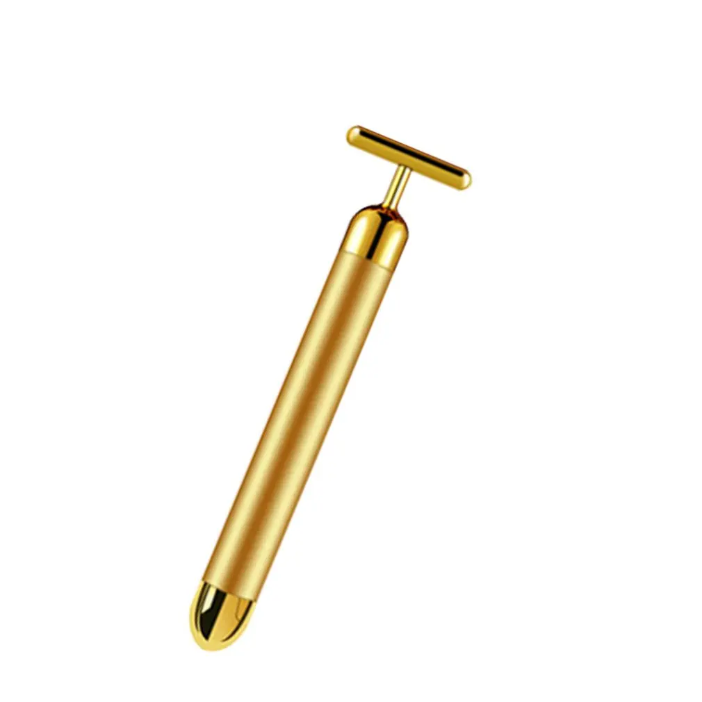 24K Золотая электрическая Косметическая палочка 3D Тонкий артефакт для лица подтягивающий инструмент для красоты лимфатический Меридиан массажер для лица