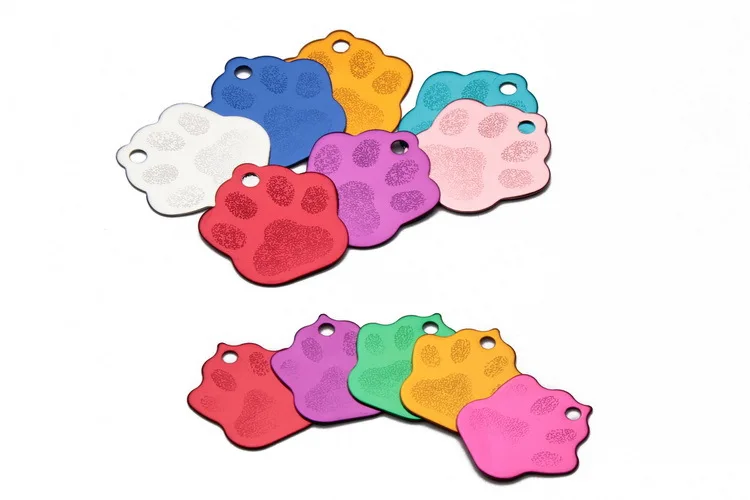 

100 pcs/lot Aluminium PAW Shape Pet Dog ID Tags Pendant Custom Engraved Cat Dog ID Tag Personalized Pet Jewelry Pendant