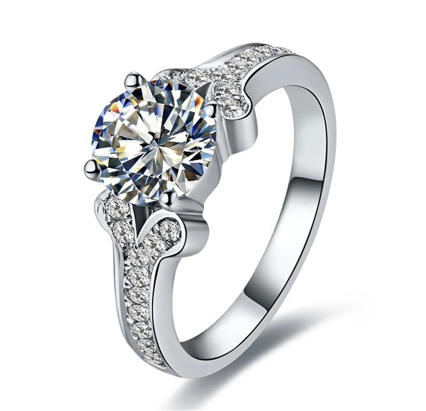 Star-spangle 2Ct 8.0mm Round Cut Moissanites Ring Solid 925 Sterling Silver Female White Gold Color Jewelry | Украшения и